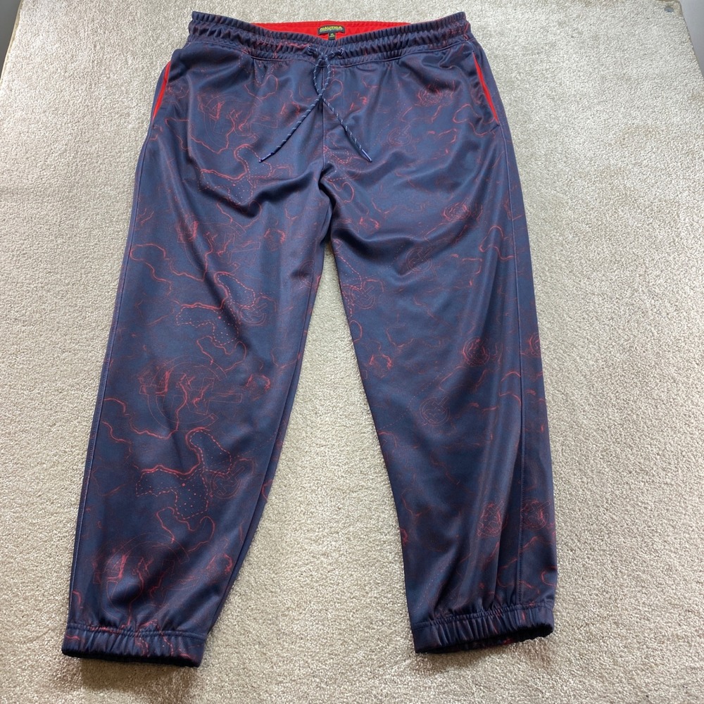Nautica Competition Track Pants Mens 3XL Navy Blue Red Topographic Print